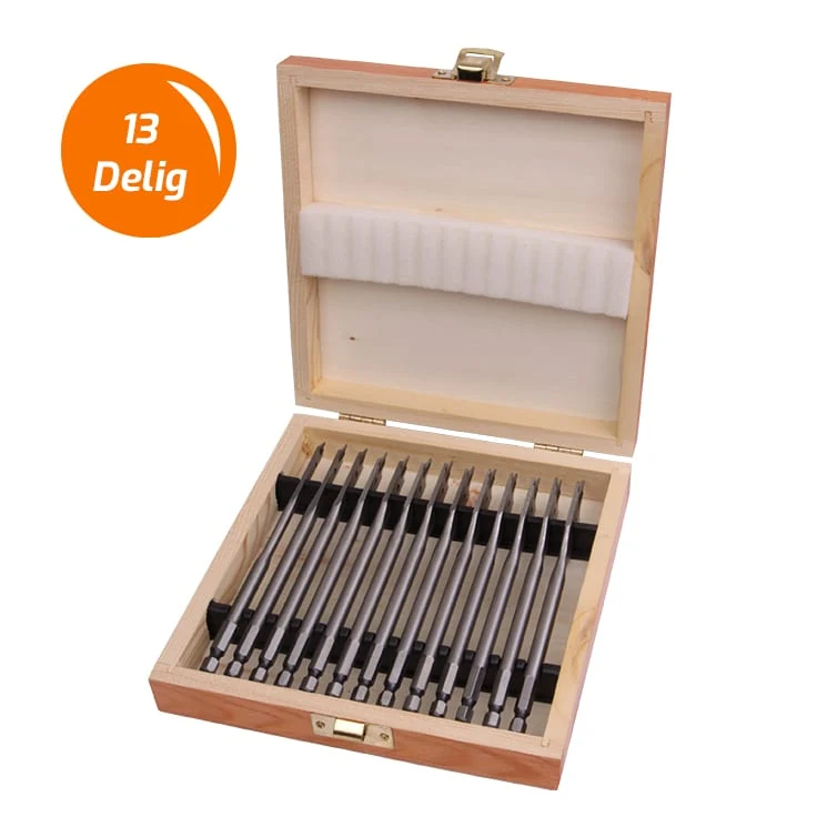 Speedboor set | 13 delig in houten koffer