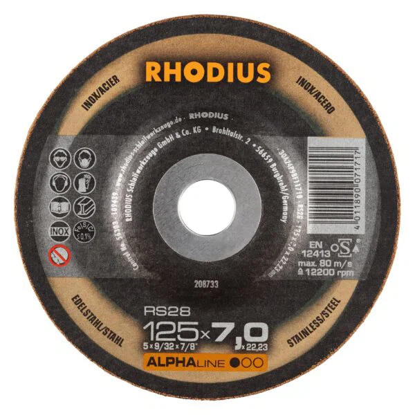 RS28 Alpha Afbraamschijf | 125 x 7,0 x 22,23 | Staal/RVS